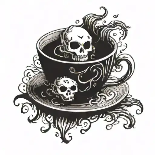 A Tea Cup With A Spooky Tim Burton-style Twist