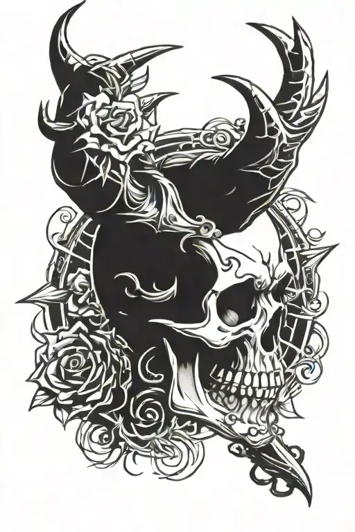 Skull And Heavy Metal Horns