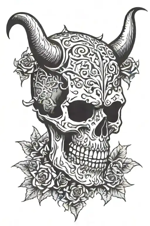 Skull And Devil Horns Heavy Metal