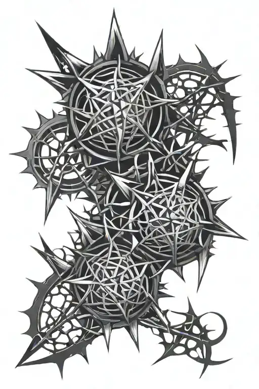 Abstract Tattoo Of Spikes And Thorns Wrapped