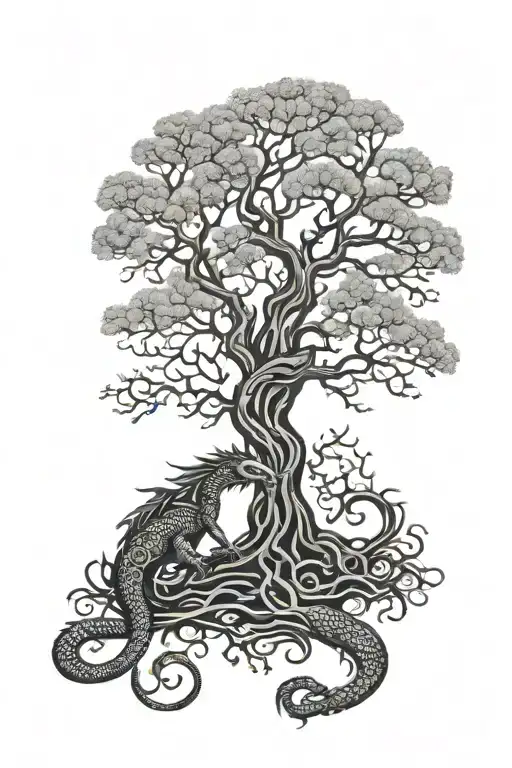 Tree Of Life With Dragon
