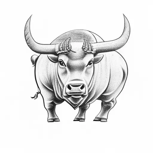 A Majestic Bull Standing In A Field Of Wheat