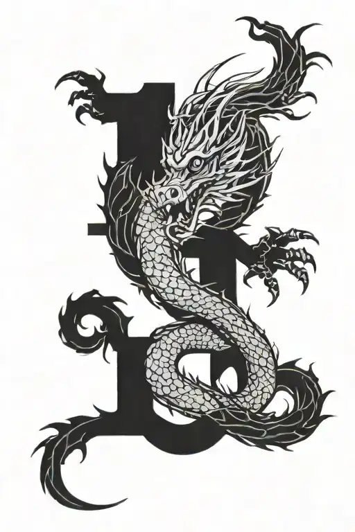 Dragon And Letters Chinese Dragon