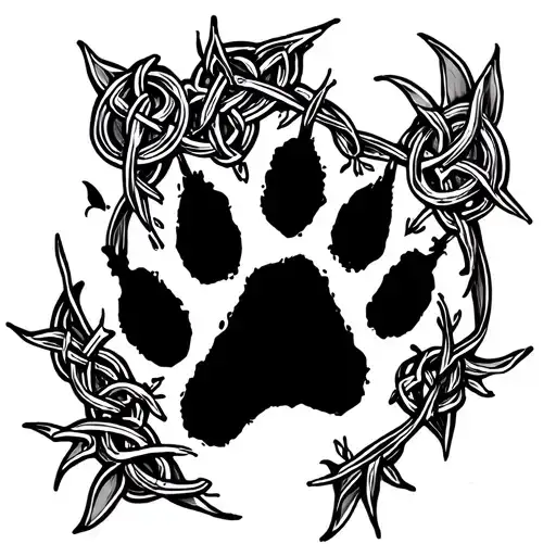 Dog Paw Print Surrounded By Celtic Knotwork