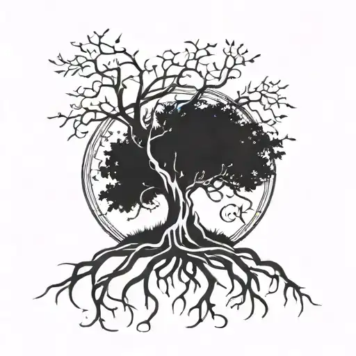 Tree With Roots Around Initials Intertwined