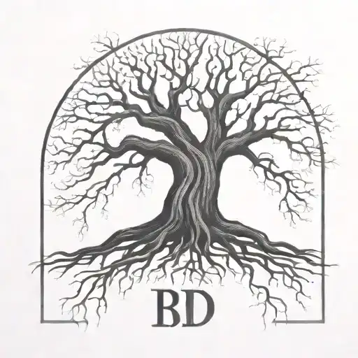 Tree With Roots Around Initials Brp Rdp