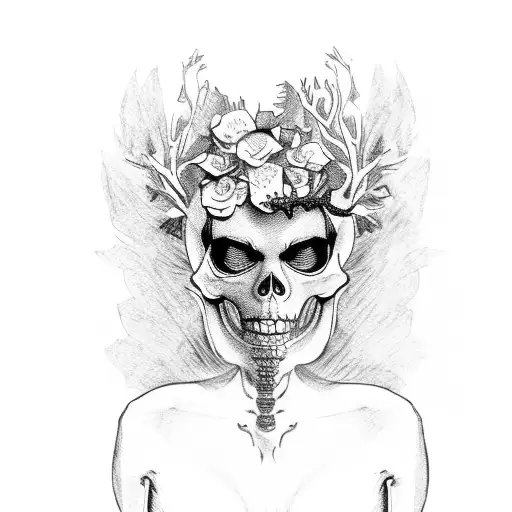 Skeleton Woman In Wedding Dress In Split Open Tree Trunk