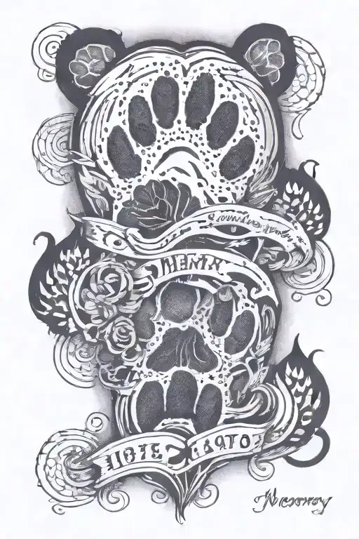 In Memory Tattoo With Bear Paw Prints Slowly Fading Away With Quote