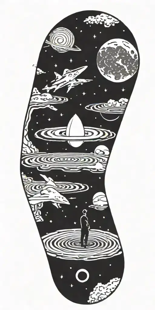 Negative Space Black Tattoo With The Creation Of The Universe