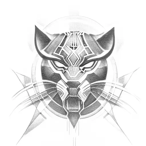 Black Panther With African Woman Under