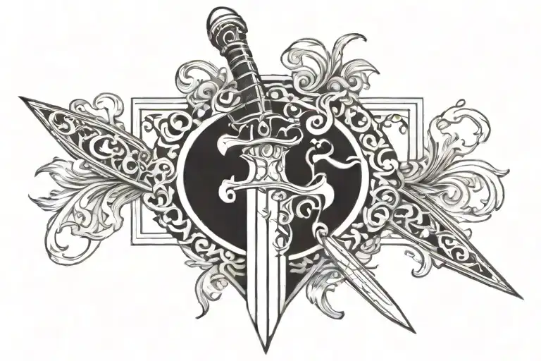 Sword And Card Featuring