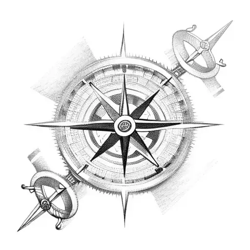 Moral Compass With Old Ship Wheel
