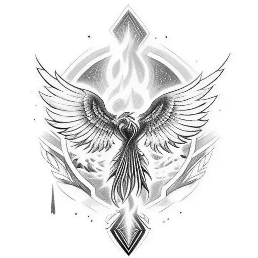 A Phoenix Rising From The Ashes Amidst A Backdrop Of Indigenous Symbols