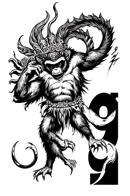 Water Monkey King With Number 9