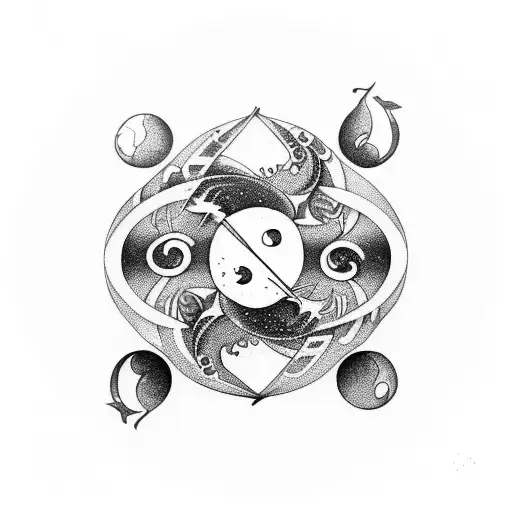 An Artistic Representation Of Pisces And Cancer As Yin And Yang Symbols