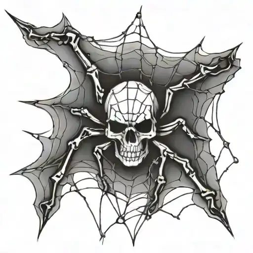 A Spider With A Skull On A Side Of A Web