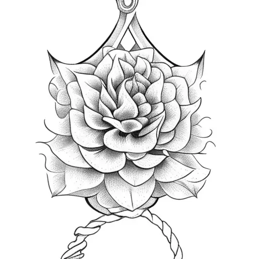 Anchor With Dahlia Flowers