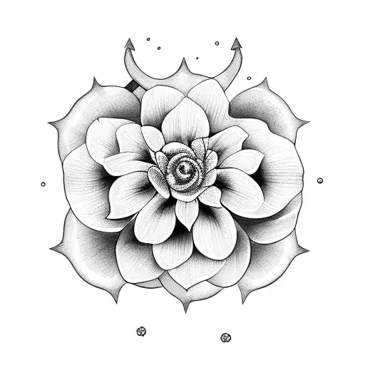 Anchor With Little Dahlia Flowers