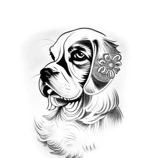 A Tattoo Of A Stylish English Cocker Spaniel Portrait