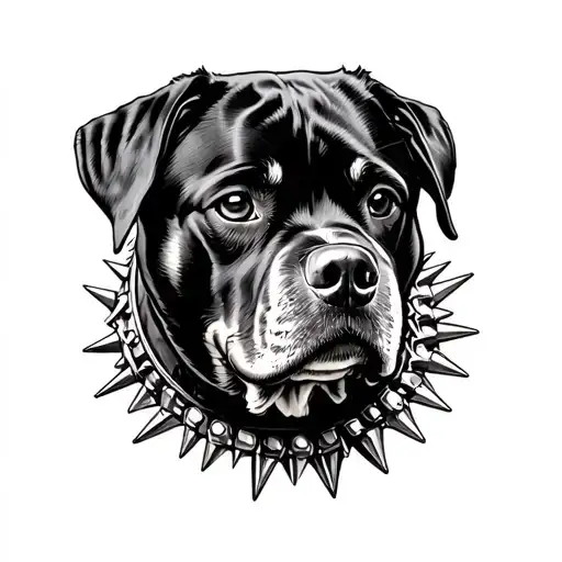 Rottweiler With Spiked Collar