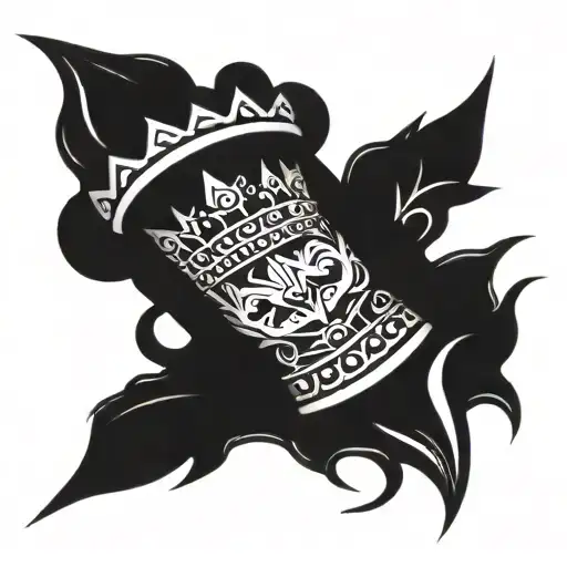 Tattoo For The Leg That Is Large And That Is A Crown Of Ears