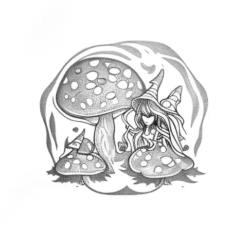 A Witch Fairy Glowing Mushrooms