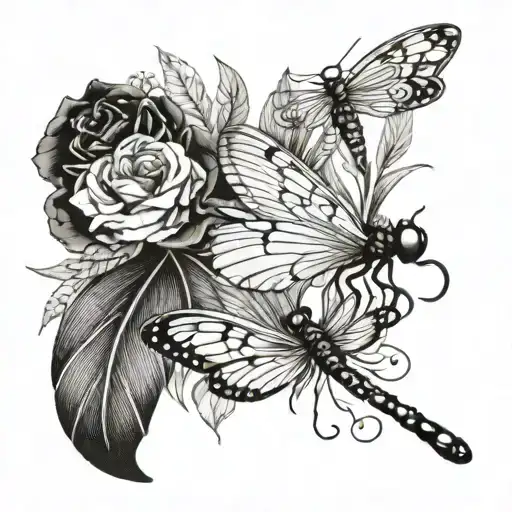 Feather Dragonfly Butterfly