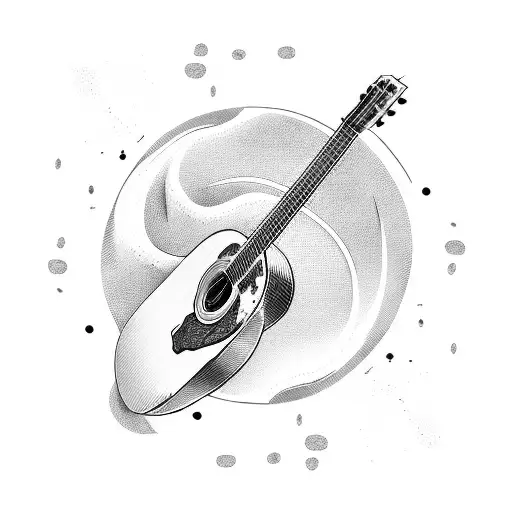 A Guitar With Waves Crashing Around It