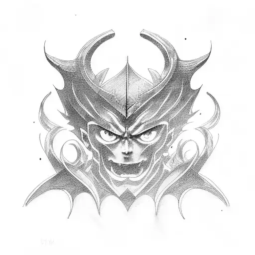 A Fusion Of Berserk And Estigma Imagery In A Blackwork Style