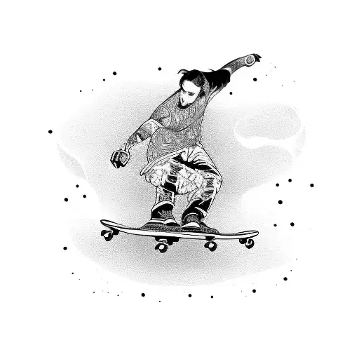 A Skateboarder Balancing On Top Of A Guitar Neck