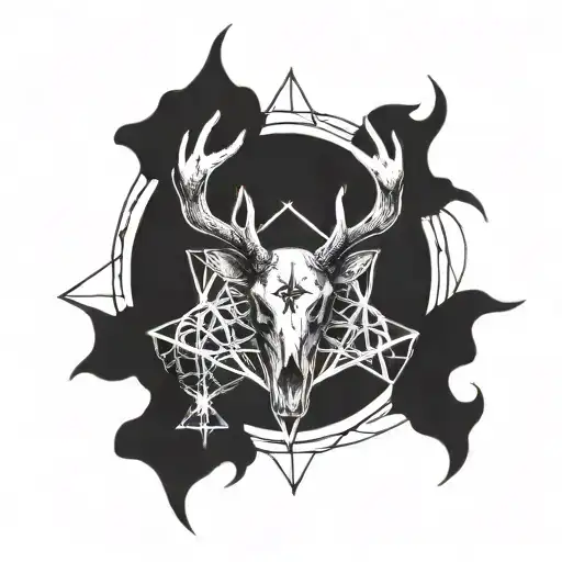 Deer Scull Pentagram Star