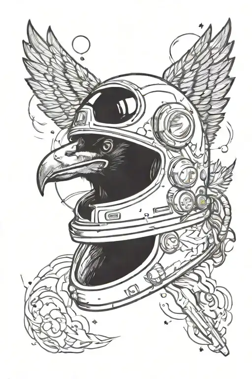 Crow On Top Of Astronaut Helmet