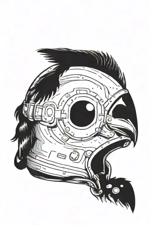 Crow On Top Of Astronaut Helmet