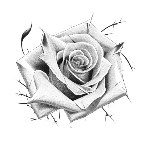 Red Rose With Thorns Tatoo