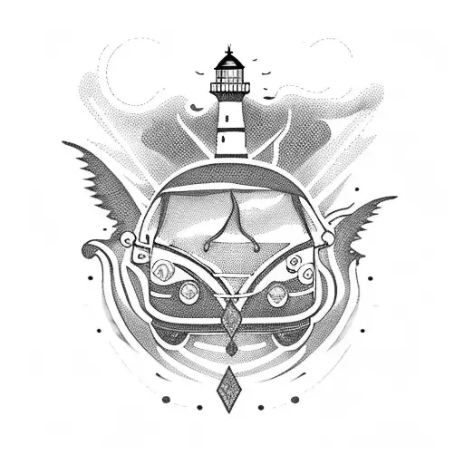 Vw Bus Lighthouse Ocean Mountain Book