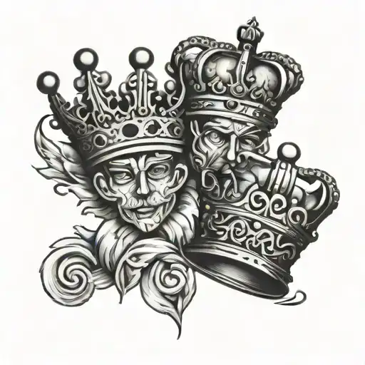 Couples Tattoo With Symbol Of King And Queen Crowns