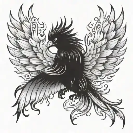 Phoenix With Flames And Wings