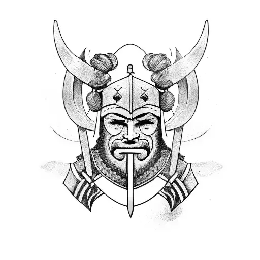 Viking Warrior And Viking Ship