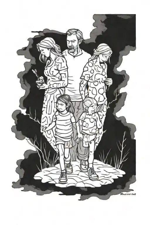 2 Daughters And Dad Walking