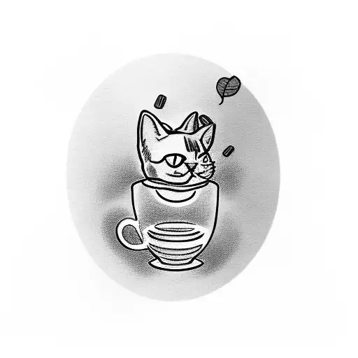 Coffee Cup With Cat Silhouette