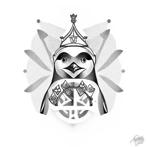 A Linux Penguin Wearing A Crown Made Of Code