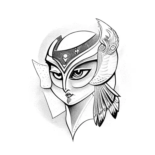 Fantasy Styled Athena Goddess With Owl Helmet