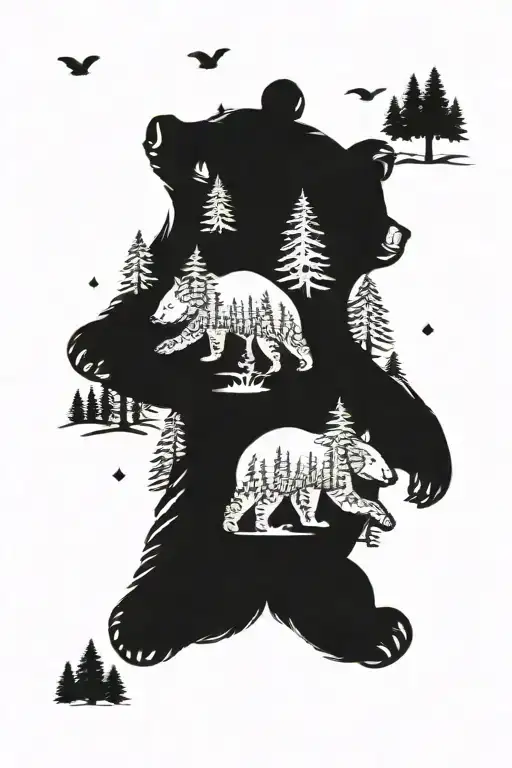 Bear And Forest Scene