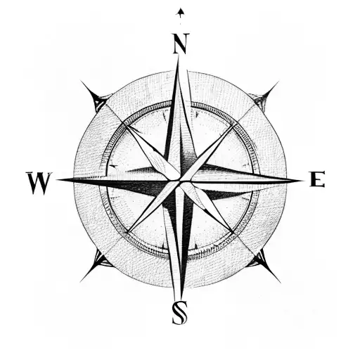 Compass With Geometric Shapes Is An Arrow In The Middle