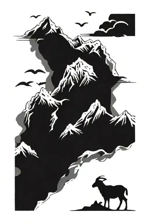 Mountain With A Lamb Being Chased By Shepard