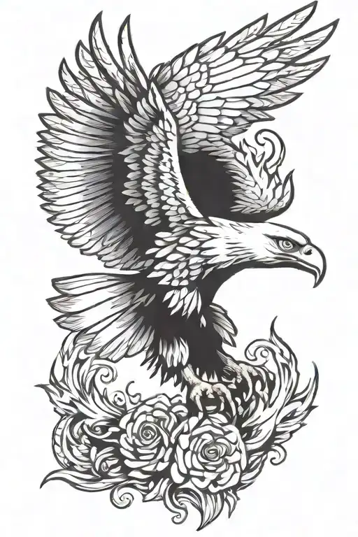 Eagle With Wings And Fire On Top