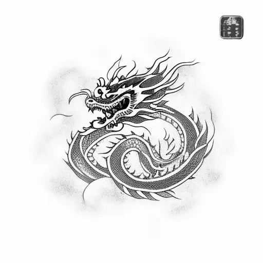 Chinese Dragon Emerging From A Swirling Cloud