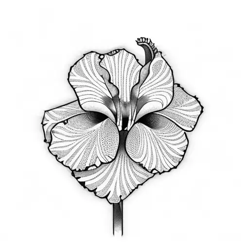 Tattoo Of An Iris Flower Surrounded By Arabic Geometric Patterns