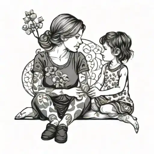 Mother Daughter Sitting