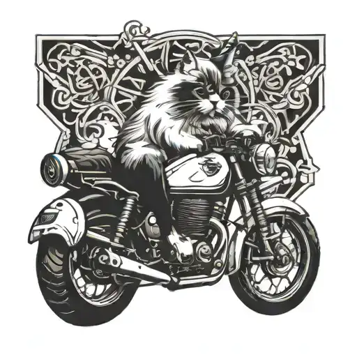 Ragdoll Cat On A Motorcycle